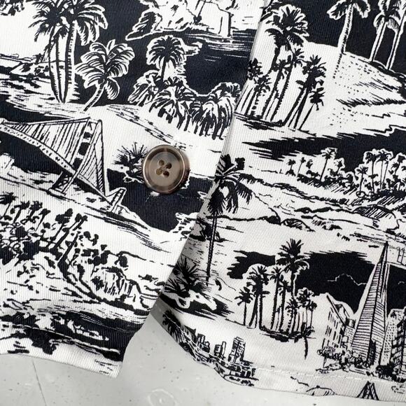 Marine Layer Camilla Dress Mini Button Front Lyocell Black White Foliage Small - Picture 13 of 14